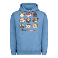Pigment Pebble Blue happy sushi kawaii anime japanese food lover funny illustration gift Urban Hoodie - linhVisuals