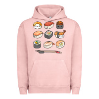 Pigment Salmon happy sushi kawaii anime japanese food lover funny illustration gift Urban Hoodie - linhVisuals