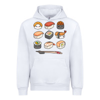 White happy sushi kawaii anime japanese food lover funny illustration gift Urban Hoodie - linhVisuals