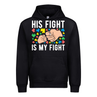 Black his fight is my fight autism dad mom fist bump cute supportive awarene Urban Hoodie - linhVisuals