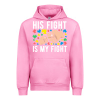 Fuchsia Pink his fight is my fight autism dad mom fist bump cute supportive awarene Urban Hoodie - linhVisuals