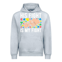 Heather Grey his fight is my fight autism dad mom fist bump cute supportive awarene Urban Hoodie - linhVisuals