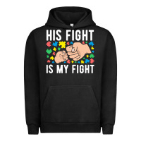 Pigment Black his fight is my fight autism dad mom fist bump cute supportive awarene Urban Hoodie - linhVisuals