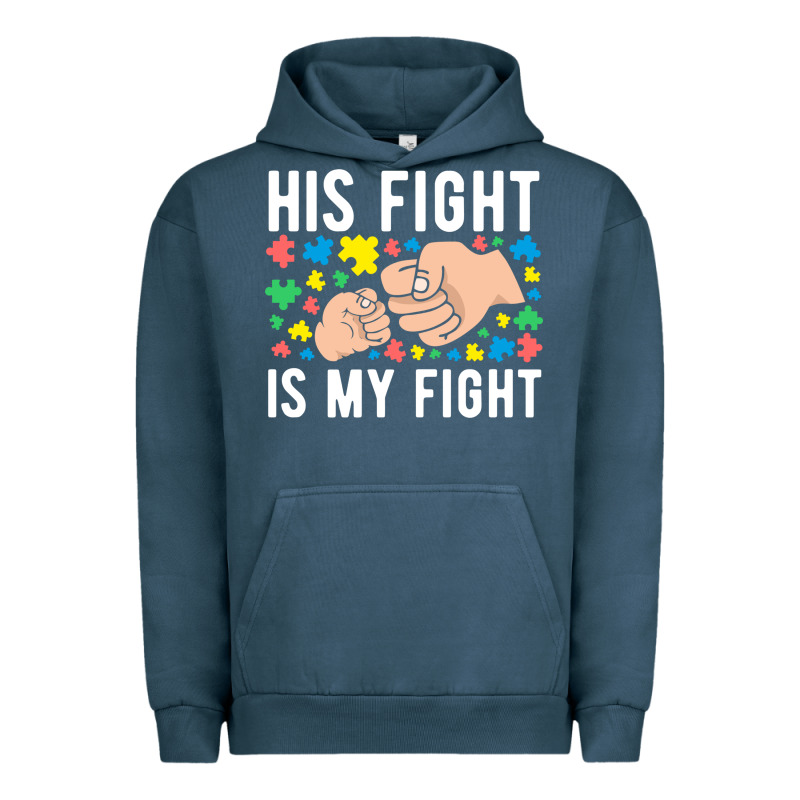 His Fight Is My Fight Autism Dad Mom Fist Bump Cute Supportive Awarene Urban Hoodie by linhVisuals | Teevron