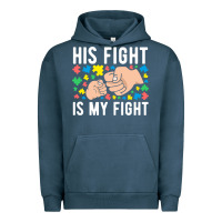 Pigment Midnight Navy his fight is my fight autism dad mom fist bump cute supportive awarene Urban Hoodie - linhVisuals