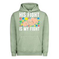 Pigment Oil Green his fight is my fight autism dad mom fist bump cute supportive awarene Urban Hoodie - linhVisuals