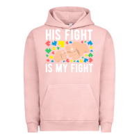 Pigment Salmon his fight is my fight autism dad mom fist bump cute supportive awarene Urban Hoodie - linhVisuals
