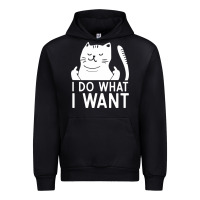 Black i do what i want cat giving a finger funny middle finger rude graphic Urban Hoodie - linhVisuals