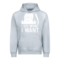 Heather Grey i do what i want cat giving a finger funny middle finger rude graphic Urban Hoodie - linhVisuals