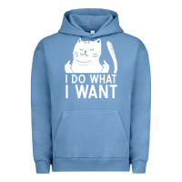Pigment Pebble Blue i do what i want cat giving a finger funny middle finger rude graphic Urban Hoodie - linhVisuals