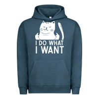 Pigment Midnight Navy i do what i want cat giving a finger funny middle finger rude graphic Urban Hoodie - linhVisuals