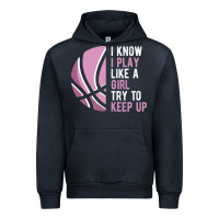Navy i know i play basketball like a girl try to keep up funny gift for gir Urban Hoodie - linhVisuals