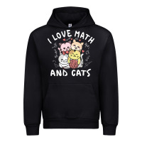 Black i love math and cats mountain heart mathematics lover gifts cute and f Urban Hoodie - linhVisuals