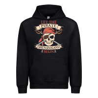 Black let the pirate shenanigans begin skull vintage pirate skeleton hallowe Urban Hoodie - linhVisuals