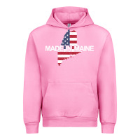 Fuchsia Pink made in maine american flag funny patriotic state lover gift Urban Hoodie - linhVisuals
