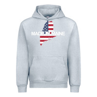 Heather Grey made in maine american flag funny patriotic state lover gift Urban Hoodie - linhVisuals