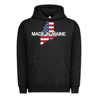 Pigment Black made in maine american flag funny patriotic state lover gift Urban Hoodie - linhVisuals