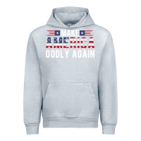Heather Grey make america godly again american flag letters christian quote Urban Hoodie - linhVisuals
