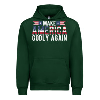 Forest Green make america godly again american flag letters christian quote Urban Hoodie - linhVisuals
