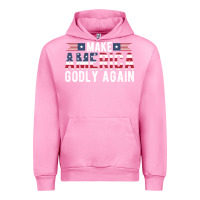 Fuchsia Pink make america godly again american flag letters christian quote Urban Hoodie - linhVisuals