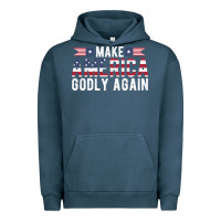 Pigment Midnight Navy make america godly again american flag letters christian quote Urban Hoodie - linhVisuals