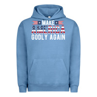 Pigment Pebble Blue make america godly again american flag letters christian quote Urban Hoodie - linhVisuals