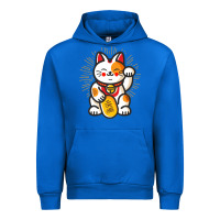 Cobalt maneki neko lucky cat money feline japanese good luck charm kitten gif Urban Hoodie - linhVisuals