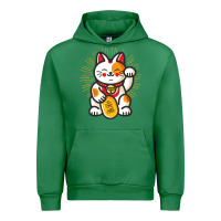 Emerald maneki neko lucky cat money feline japanese good luck charm kitten gif Urban Hoodie - linhVisuals