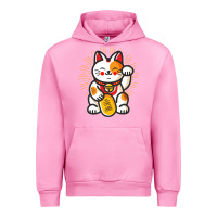 Fuchsia Pink maneki neko lucky cat money feline japanese good luck charm kitten gif Urban Hoodie - linhVisuals