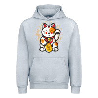 Heather Grey maneki neko lucky cat money feline japanese good luck charm kitten gif Urban Hoodie - linhVisuals