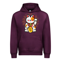 Maneki Neko Lucky Cat Money Feline Japanese Good Luck Charm Kitten Gif Urban Hoodie | Teevron