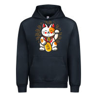 Navy maneki neko lucky cat money feline japanese good luck charm kitten gif Urban Hoodie - linhVisuals