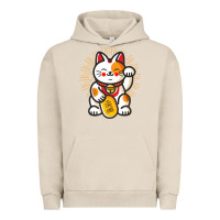 Pigment French Oak maneki neko lucky cat money feline japanese good luck charm kitten gif Urban Hoodie - linhVisuals