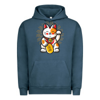 Pigment Midnight Navy maneki neko lucky cat money feline japanese good luck charm kitten gif Urban Hoodie - linhVisuals