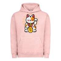 Pigment Salmon maneki neko lucky cat money feline japanese good luck charm kitten gif Urban Hoodie - linhVisuals
