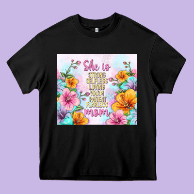She Is Mom With Flowers Heavy Core Tee Designed By Tumblerdesignbyshophia