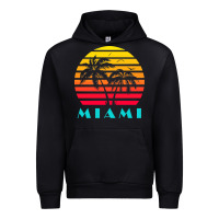 Black miami 80s sunset Urban Hoodie - linhVisuals