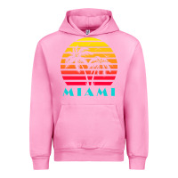 Fuchsia Pink miami 80s sunset Urban Hoodie - linhVisuals