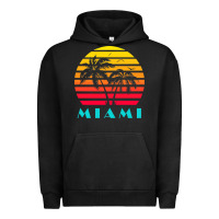 Pigment Black miami 80s sunset Urban Hoodie - linhVisuals