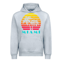 Heather Grey miami 80s sunset Urban Hoodie - linhVisuals