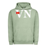 Pigment Oil Green Vietnam Flag and Country Initials Urban Hoodie - linhVisuals