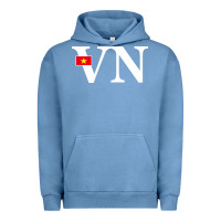 Pigment Pebble Blue Vietnam Flag and Country Initials Urban Hoodie - linhVisuals