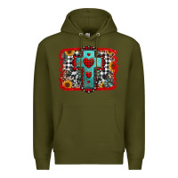 Army Green Christmas cross with background Premium Hoodie - Jasminsmagicworld
