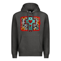 Charcoal Heather Christmas cross with background Premium Hoodie - Jasminsmagicworld