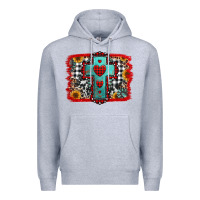 Heather Grey Christmas cross with background Premium Hoodie - Jasminsmagicworld