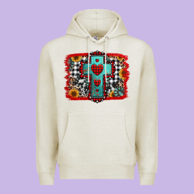 Christmas Cross With Background Premium Hoodie Designed By Jasminsmagicworld