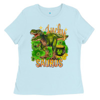 Baby Blue St. Patrick's day lucky Saurus Ladies Tee - HowdyJamesFarm