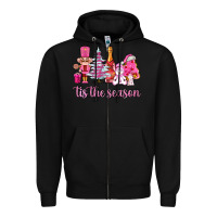 Black tis the season pink christmas Zipper Hoodie - AdoDesignShop