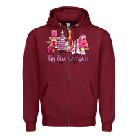 Burgundy tis the season pink christmas Zipper Hoodie - AdoDesignShop