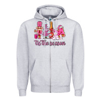 Heather Grey tis the season pink christmas Zipper Hoodie - AdoDesignShop